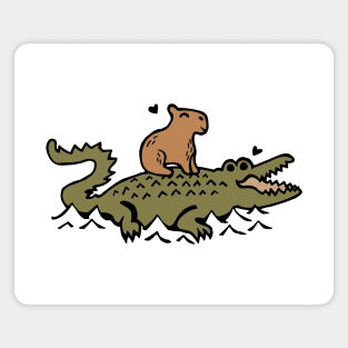 Capybara and Crocodile Love Magnet